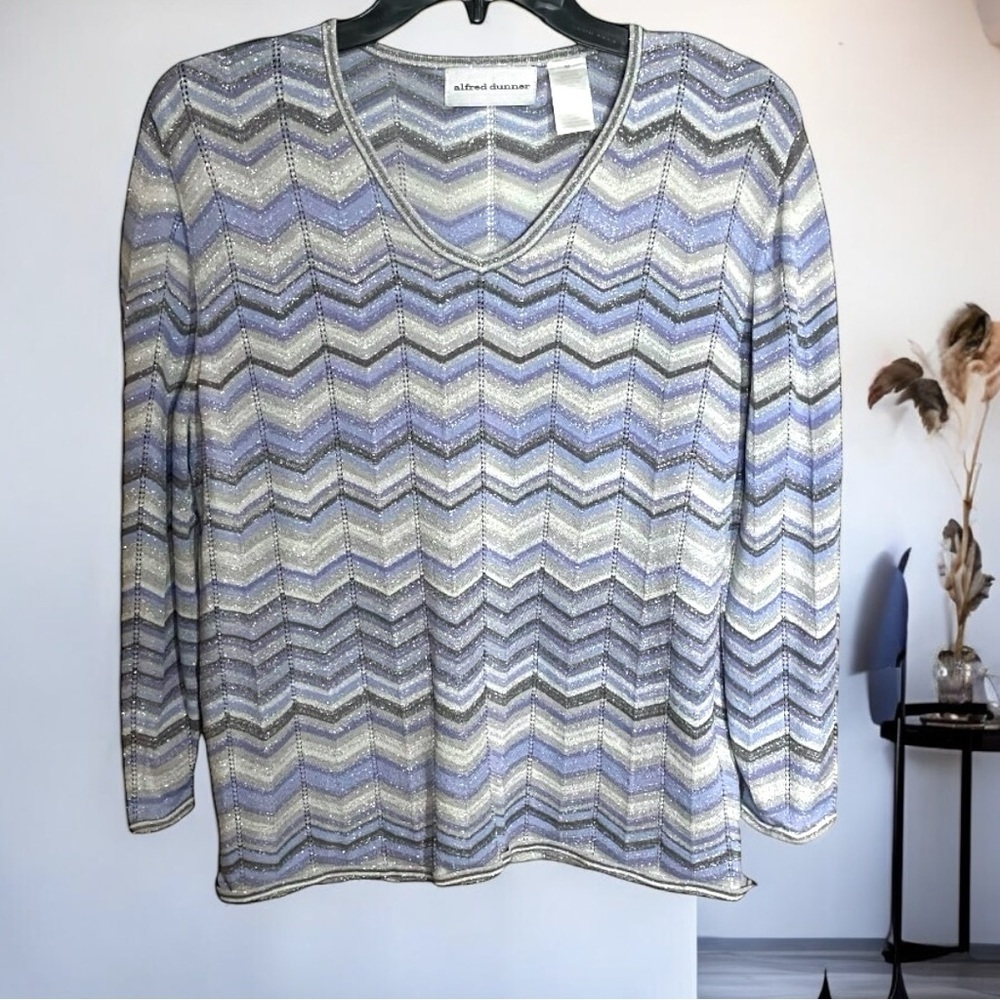 Alfred Dunner Lavender & Gray Sparkle Top‎
